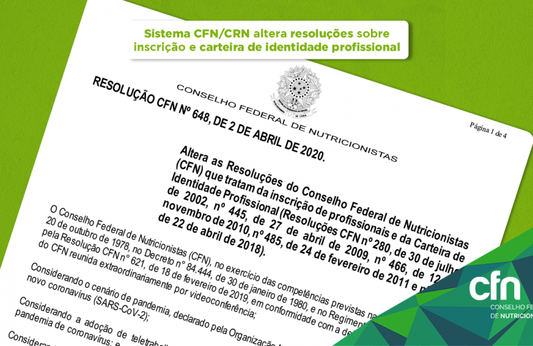 CFN altera resoluções sobre inscrição profissional e Carteira de Identidade Profissional