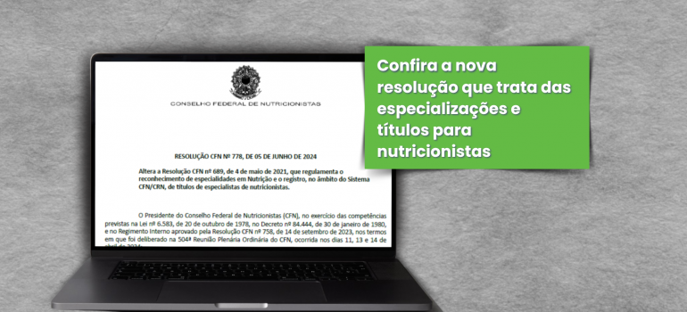 Entra em vigor resolução que trata de especializações e títulos para nutricionistas Entra em vigor resolução que trata de especializações e títulos para nutricionistas
